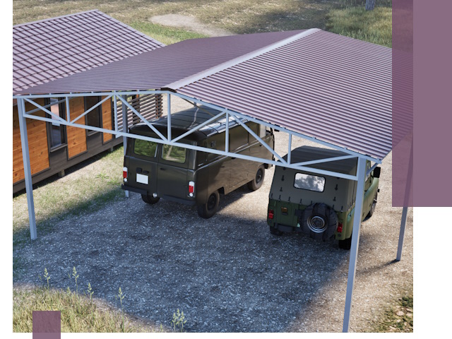 Двускатные навесы под ключ в Качканаре — изготовление и монтаж