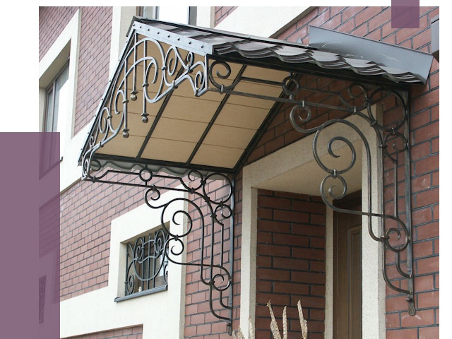 Двускатные козырьки в Качканаре под ключ от 12816 руб.